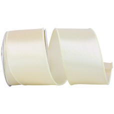 2.5 Inch Ivory Satin Ribbon With Ivory Wired Edges, 10 Yard Spool (1 Spool) SALE ITEM